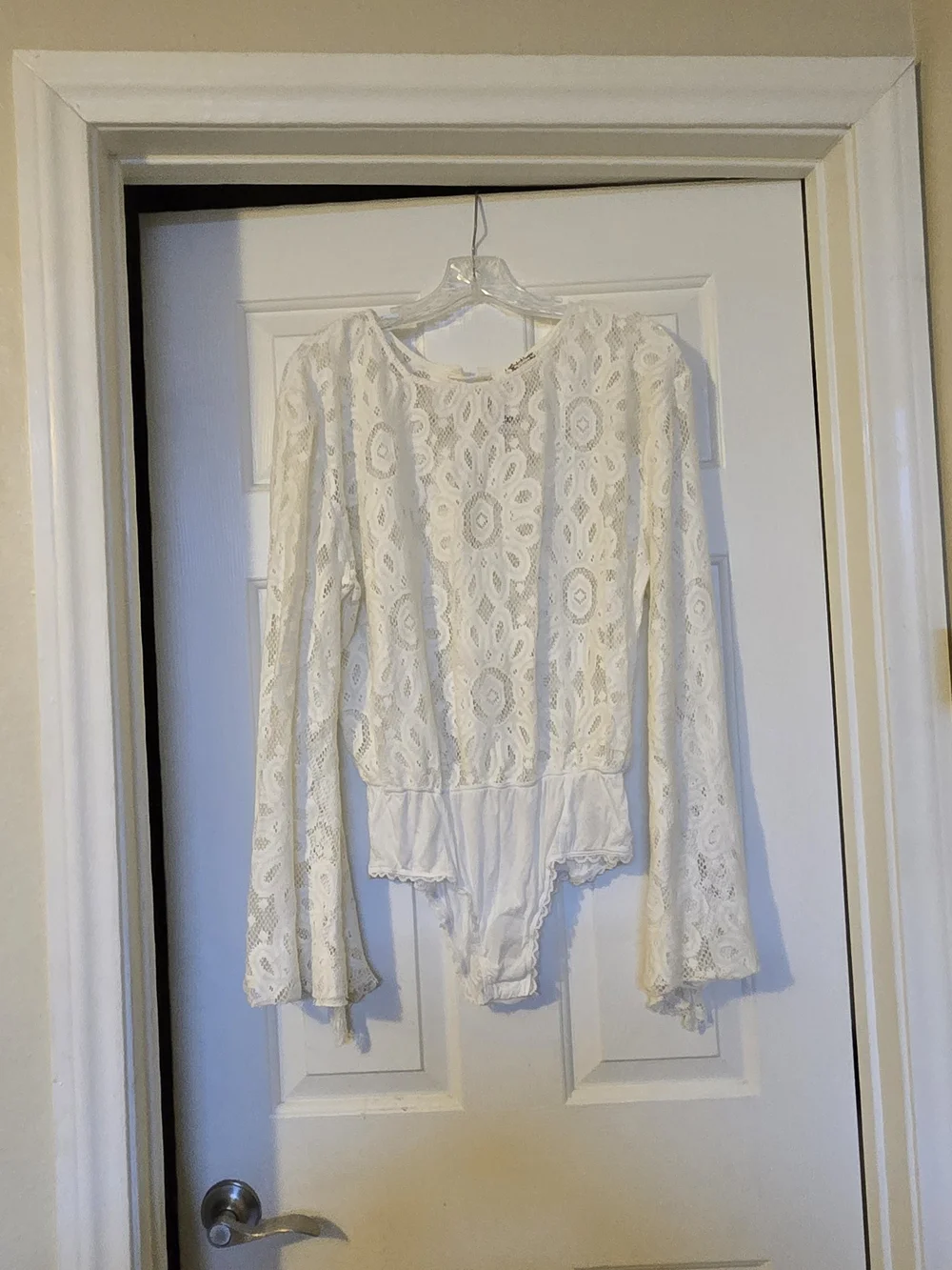 Free People Better With Time Long Bell Sleeve Lace Bodysuit - Ivory